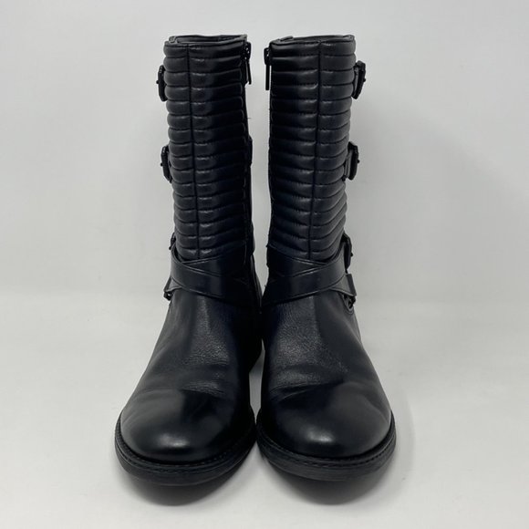 Arturo Chiang Womens Black Leather Side Zip Motocross Style Boot Size 7.5 - Picture 4 of 11